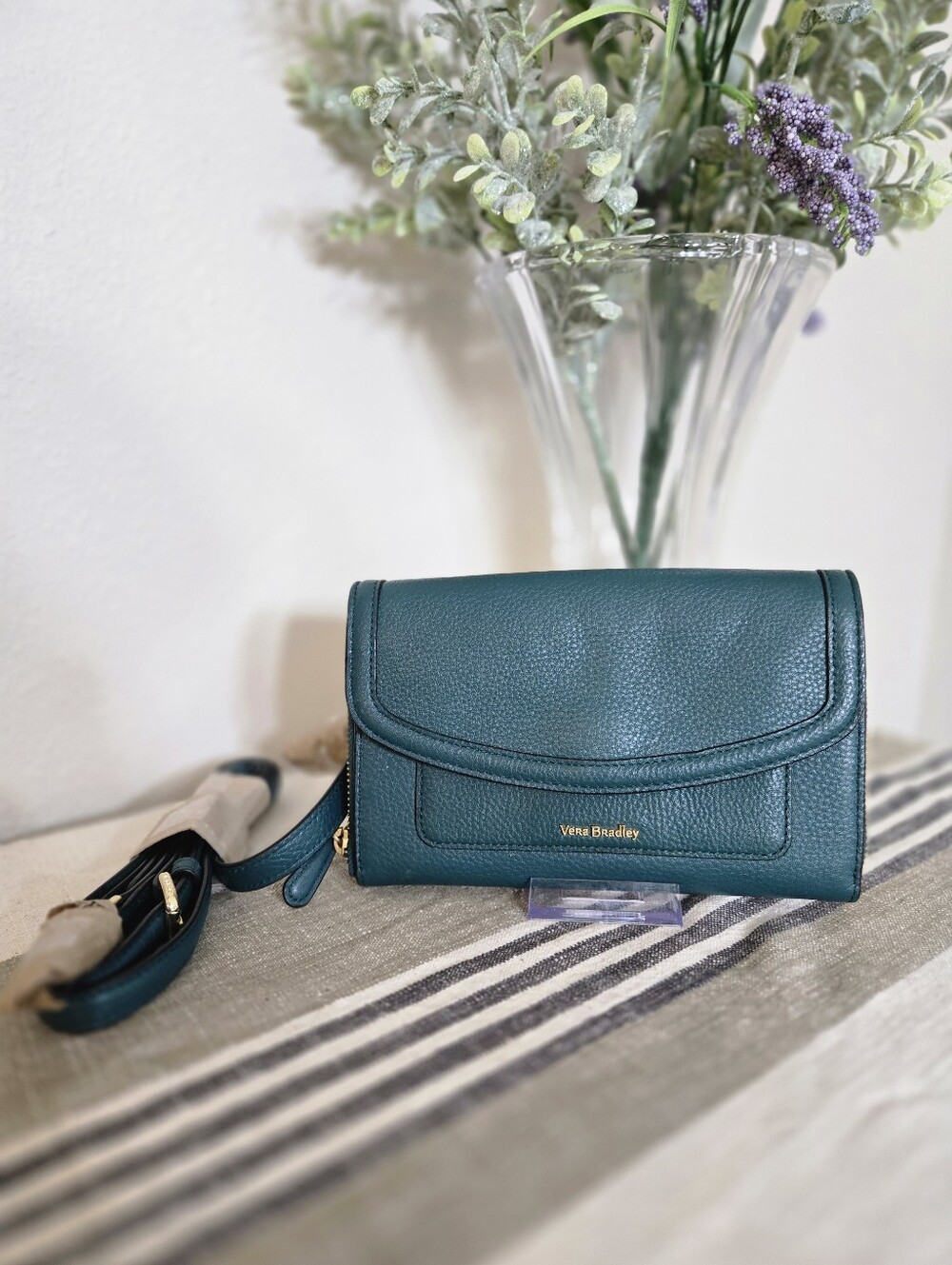 Vera Bradley NWOT Teal Pebbled Leather Crossbody
